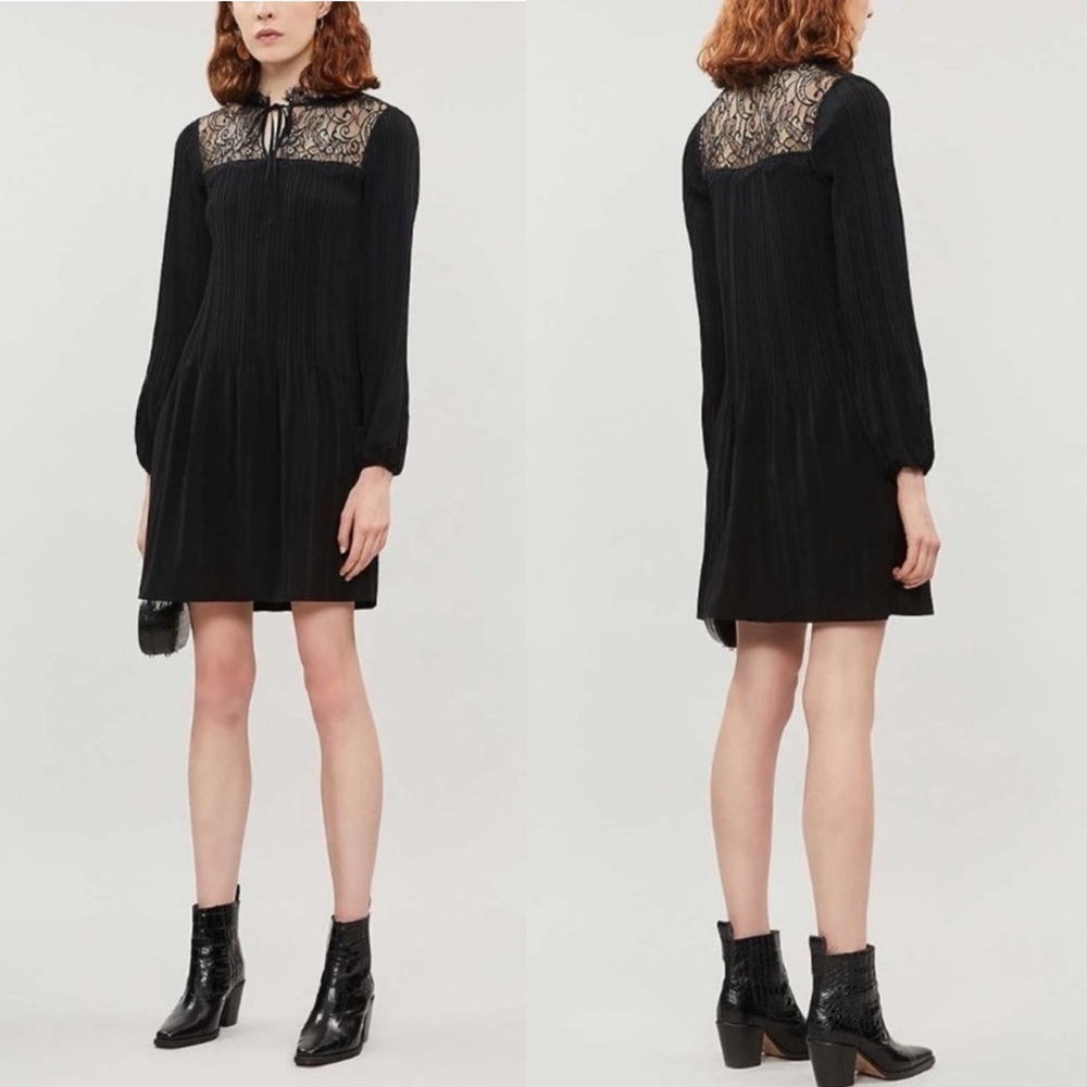 Maje Rockette Pleated Lace Dress